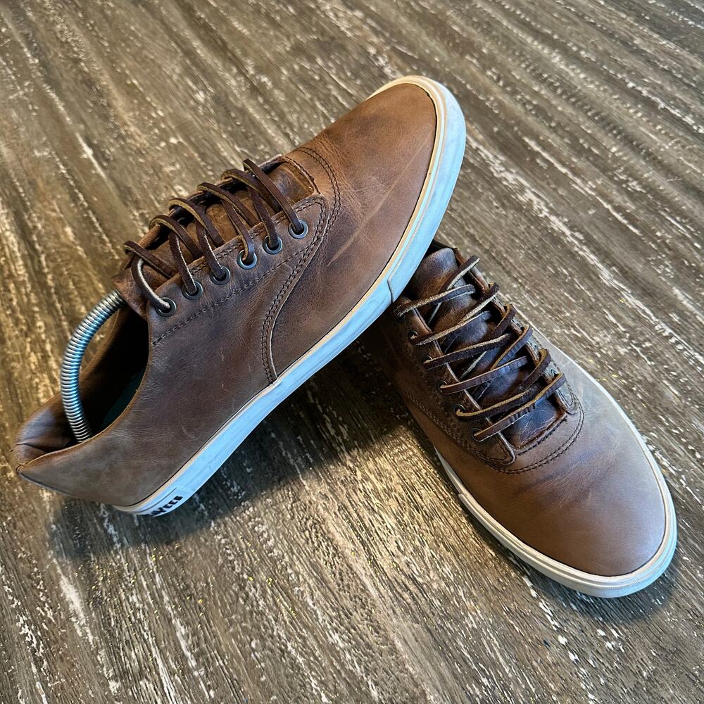 Seavees Hermosa Wintertide Oiled Rugged Leather Sneakers Brown Mens Size 10.5